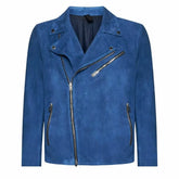 Blue Suede Biker Jacket